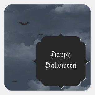 Stormy Night mit Fledermäuse Halloween Quadratischer Aufkleber