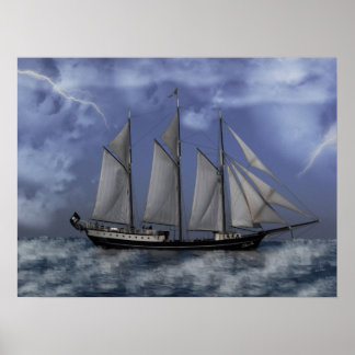 Stormy Ocean - Pirate Ship Artwork Poster