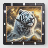 Stormy Ocean Tiger Timepiece Quadratische Wanduhr (Vorderseite)
