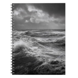 Stormy Ocean Waves Black Notebook Notizblock