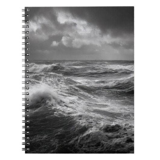 Stormy Ocean Waves Black Notebook Notizblock (Vorderseite)