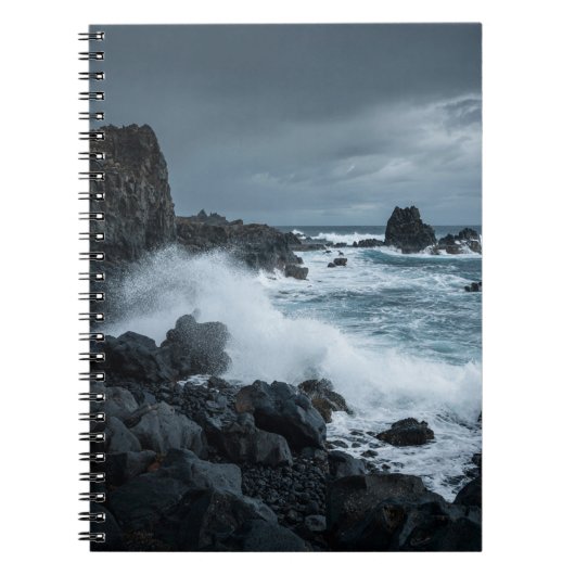 Stormy Ocean Waves Rocky Coast Notebook Notizblock (Vorderseite)