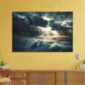 Stormy Ocean Waves Stretched Canvas Print Leinwanddruck (Insitu (Wohnzimmer))