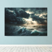 Stormy Ocean Waves Stretched Canvas Print Leinwanddruck (Insitu (Holzboden))