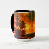 Stormy Pirate Ship bei Sunset- Tasse (Vorderseite Links)
