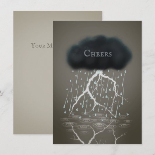 Stormy Rain Cloud & Lightning Sepia Personalisiert Mitteilungskarte (Vorne/Hinten)