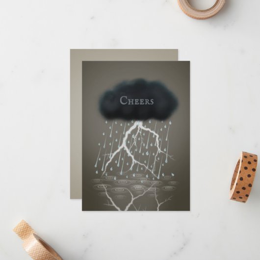 Stormy Rain Cloud & Lightning Sepia Personalisiert Mitteilungskarte (Vorderseite/Rückseite Beispiel)