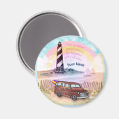 Stormy Rainbow Lighthouse rund Magnet (Vorderseite/Rückseite)
