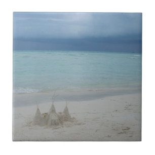 Stormy Sandcastle Beach Landscape Foto Fliese