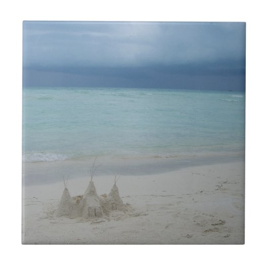 Stormy Sandcastle Beach Landscape Foto Fliese (Vorderseite)