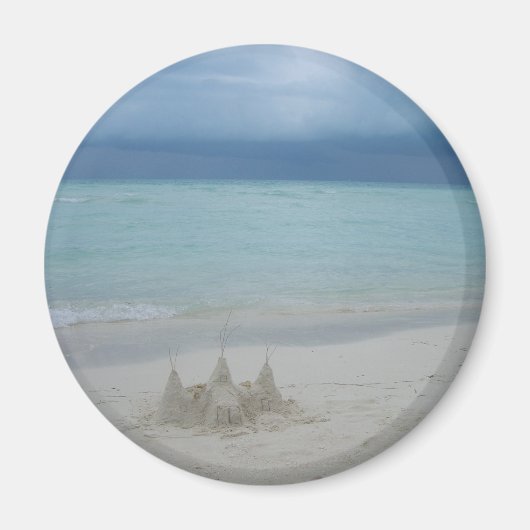 Stormy Sandcastle Beach Landscape Foto Magnet (Vorne)