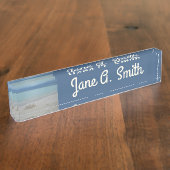 Stormy Sandcastle Beach Landscape Foto Namensplakette (Seite)