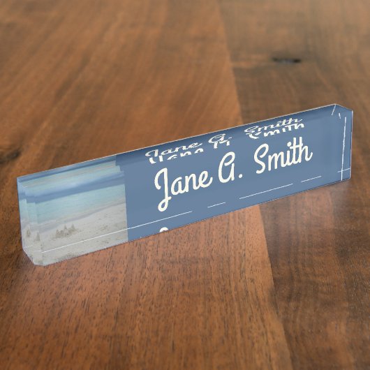 Stormy Sandcastle Beach Landscape Foto Namensplakette (Seite)