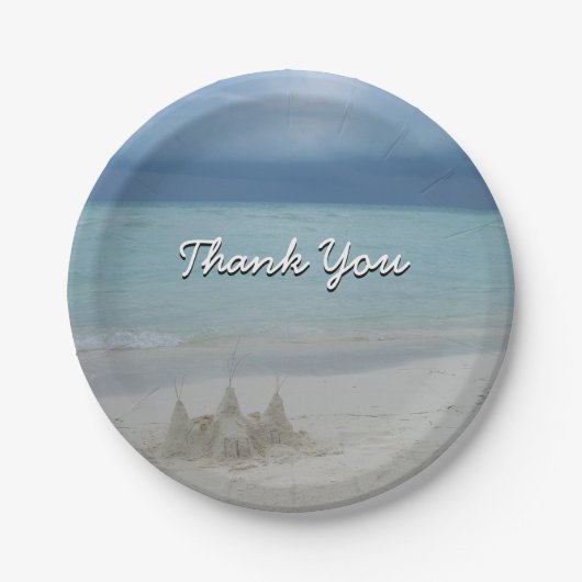 Stormy Sandcastle Beach Landscape Foto Pappteller (Vorderseite)