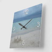Stormy Sandcastle Beach Landscape Foto Quadratische Wanduhr (Winkel)