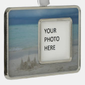 Stormy Sandcastle Beach Landscape Foto Rahmen-Ornament Silber (Rechts)