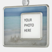 Stormy Sandcastle Beach Landscape Foto Rahmen-Ornament Silber (Links)