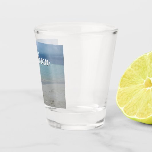 Stormy Sandcastle Beach Landscape Foto Schnapsglas (Rechts)