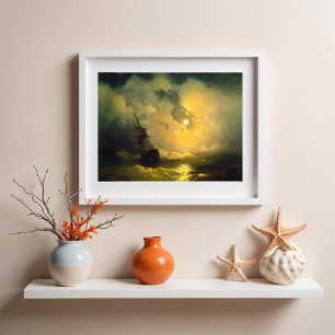 Stormy sea at night, Aivazovsky Fotodruck