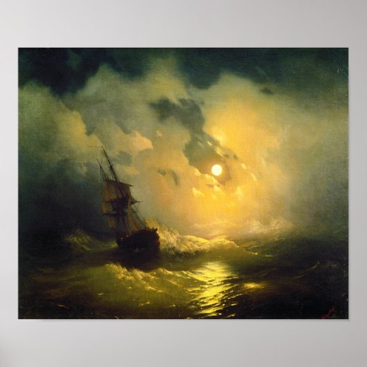 Stormy sea at night, Aivazovsky Poster (Vorne)