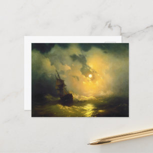 Stormy sea at night, Aivazovsky Postkarte
