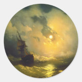 Stormy sea at night, Aivazovsky Runder Aufkleber (Vorderseite)
