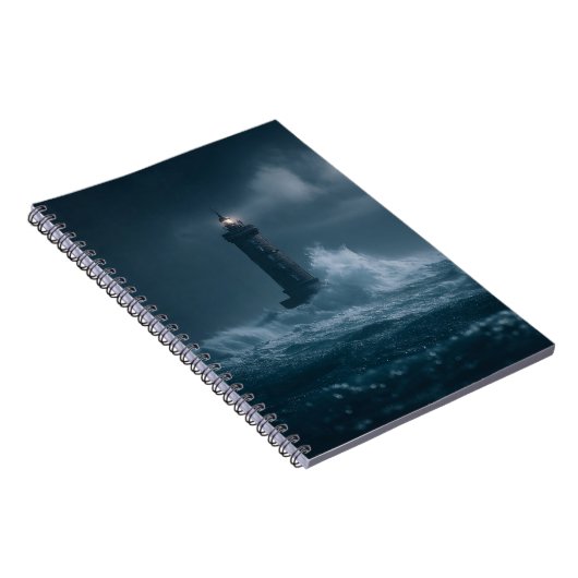 Stormy Sea Lighthouse Waves Notebook Notizblock (Rechte Seite)