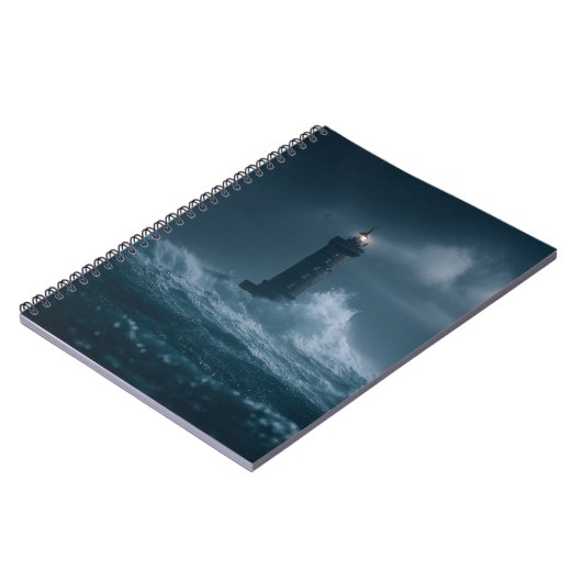 Stormy Sea Lighthouse Waves Notebook Notizblock (Linke Seite)