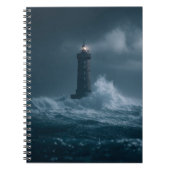 Stormy Sea Lighthouse Waves Notebook Notizblock (Vorderseite)