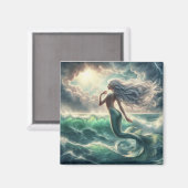 Stormy Sea Mermaid Magnet (Vorderseite/Rückseite)