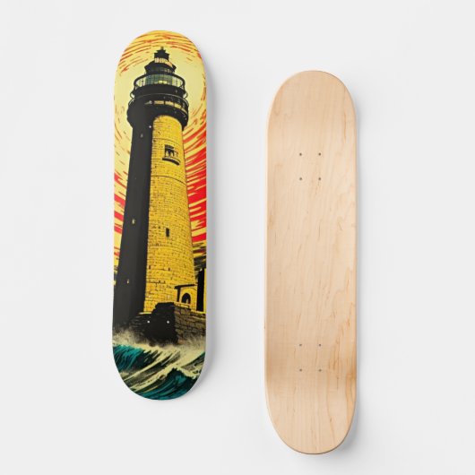 Stormy Seas & Bold Lighthouse Skateboard (Vorderseite)