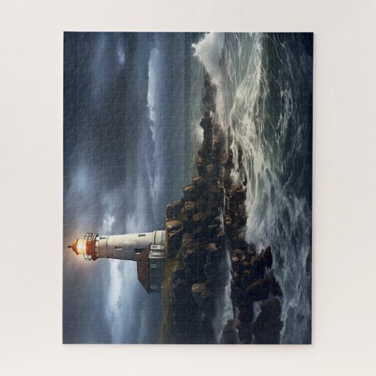 Stormy Seas Lighthouse: 16 Zoll x 20 Zoll Küste Puzzle (Vertikal)