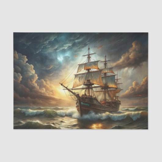 Stormy Seas Tall Ship Decoupage Seidenpapier (Vorderseite)