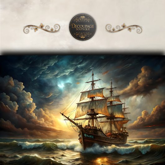 Stormy Seas Tall Ship Decoupage Seidenpapier