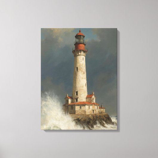 Stormy Sentinel Leuchtturm AI Leinwanddruck (Vorderseite)