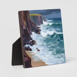 Stormy Shore | Beach Ocean Waves Malerei Fotoplatte