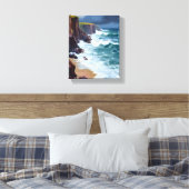 Stormy Shore | Beach Ocean Waves Malerei Leinwanddruck (Insitu (Schlafzimmer))