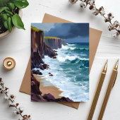 Stormy Shore | Beach Ocean Waves Malerei Postkarte