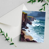 Stormy Shore | Beach Ocean Waves Malerei Postkarte