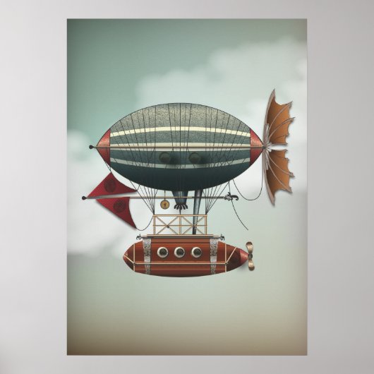 Stormy Skies Airship Aleutian | Steampunk Travel Poster (Vorne)