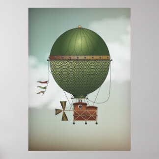 Stormy Skies Airship Citronnier | Steampunk Travel Poster