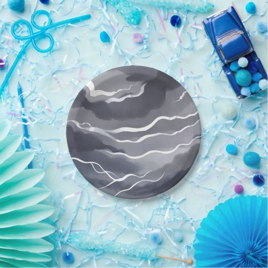 Stormy Skies | Dunkle Wasserfarbe Pappteller (Party)