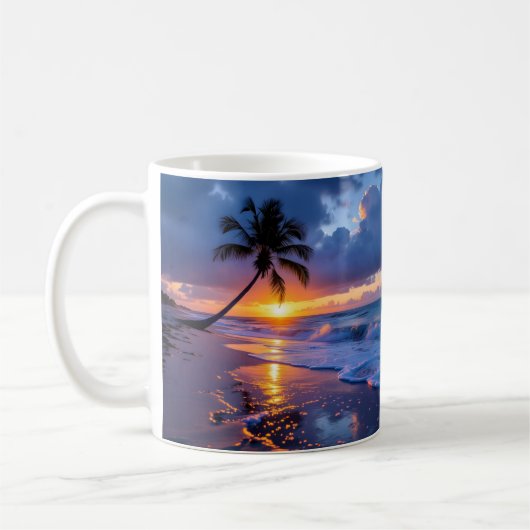 Stormy Sunset Beach Canvas Print | Lone Palm Drama Kaffeetasse (Links)