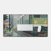 Stormy Tracks: Urban Rainline Schreibtischunterlage (Tastatur & Maus)