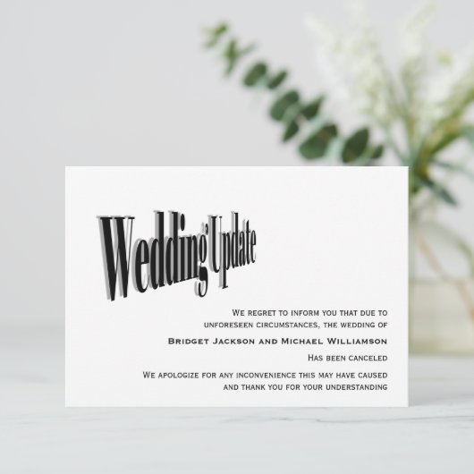 Stornierte Hochzeit Save The Date (Stehend Vorderseite)