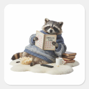 Stornierte Pläne Waschbär-Aufkleber Quadratischer Aufkleber