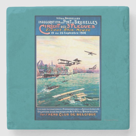 Storniertes Flugboot-Werbeplakat Steinuntersetzer (Vorderseite)
