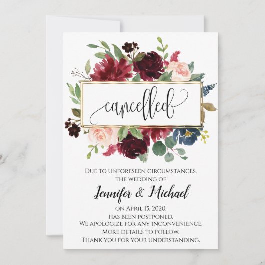 Stornierung der Ankündigung eines verschoben Blume (Vorderseite)