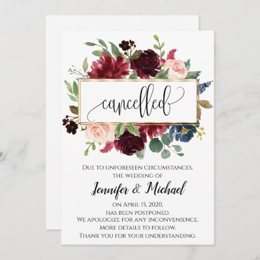 Stornierung der Ankündigung eines verschoben Blume (Vorne/Hinten)