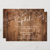 Stornierung der Hochzeit, rustikale Holz- und Lich Einladung (Vorne/Hinten)